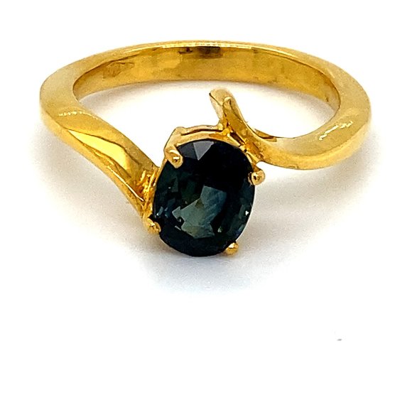 Blue Sapphire 2.05ct Solid 18K Yellow Gold Ring - Picture 1 of 8